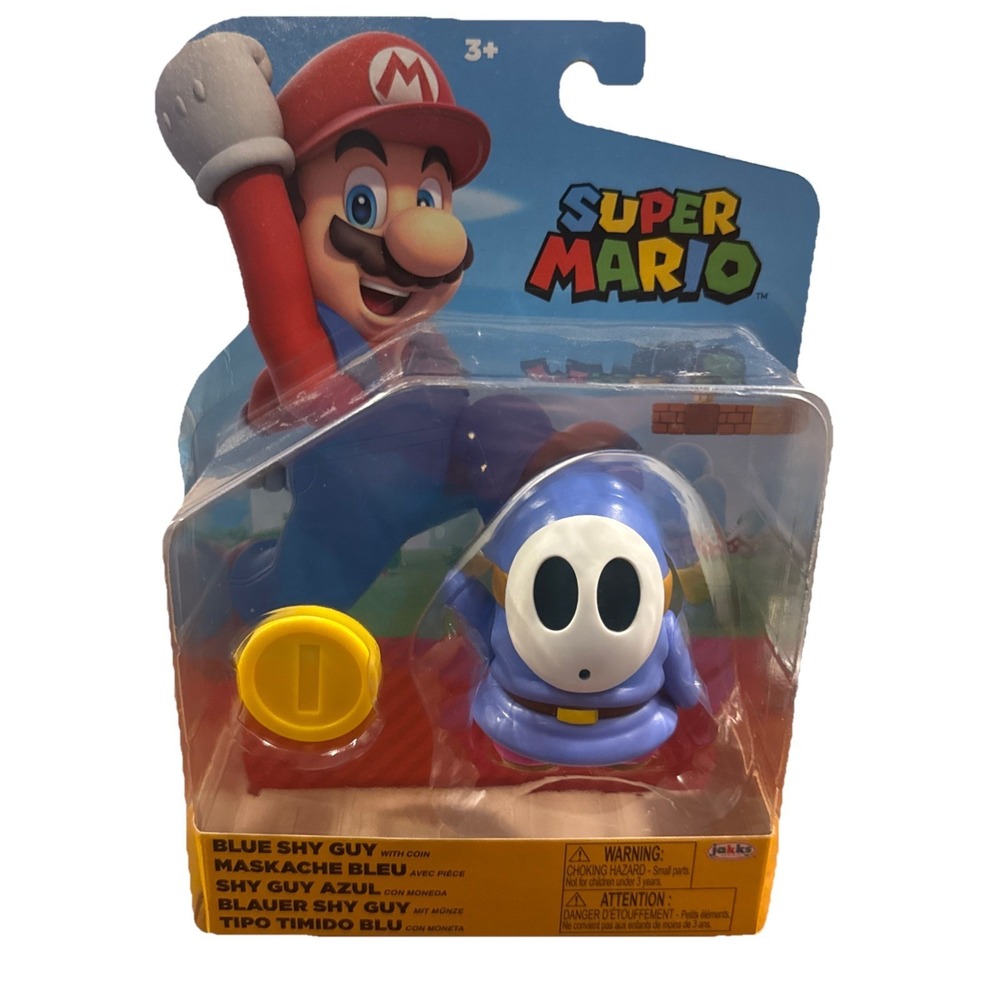 Jakks Super Mario Blue Shy Guy 4" Action Figure Coin Accessory New
